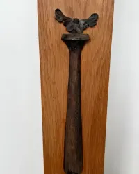 Stary Drewniany Postument Kolumnowy Piedestał Lity DĄB MASYW Jugendstil Art Deco Kolumna pod Rzeźbę Lampa Gabinet Unikat Antyk 86cm  kiwetnik ok 1910r — ujęcie 3