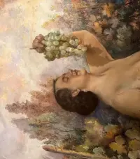 Stary obraz "Bachus - Bóg wina" - przedwojenny, antyk — ujęcie 2