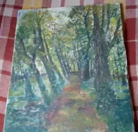 stary obraz olejny na płótnie ze strychu drzewa nr 1 — ujęcie 2