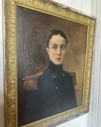 Stary portret oficera - wojskowego, XIX wiek, antyk militaria, obraz olejny — ujęcie 2