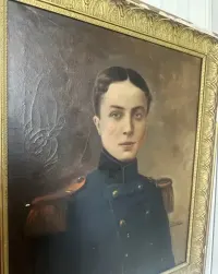 Stary portret oficera - wojskowego, XIX wiek, antyk militaria, obraz olejny — ujęcie 3