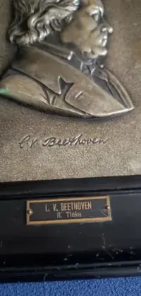 Stary relief rzeźba metal Beethoven XIXw — ujęcie 2