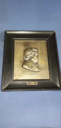 Stary relief rzeźba metal Beethoven XIXw — ujęcie 3