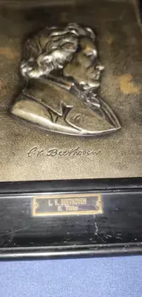 Stary relief rzeźba metal Beethoven XIXw — ujęcie 4