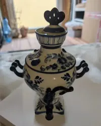 Stary Samowar Porcelanowy GŻEL (Gzhel) ZSRR / Rosja - Sygnowany Autentyk — ujęcie 2