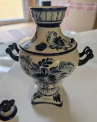 Stary Samowar Porcelanowy GŻEL (Gzhel) ZSRR / Rosja - Sygnowany Autentyk — ujęcie 4