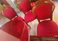 Stół rzeźbiony włoski dębowy plus krzesła — ujęcie 4