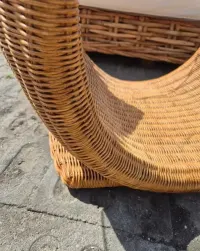 Stół stolik naturalny ława rattanowa z rattanu szkalna szyba szklany rattan — ujęcie 5