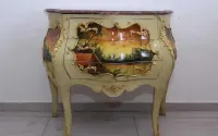 Stylowa Francuska Komoda Szafa Szafka - Marmur Ludwik XVI - 3 Szuflady — ujęcie 2