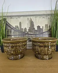 Stylowe ceramiczne donice / osłonki – komplet 2 sztuki — ujęcie 2