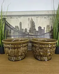 Stylowe ceramiczne donice / osłonki – komplet 2 sztuki — ujęcie 3