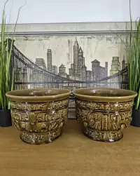 Stylowe ceramiczne donice / osłonki – komplet 2 sztuki — ujęcie 4