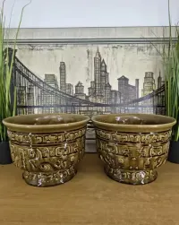Stylowe ceramiczne donice / osłonki – komplet 2 sztuki — ujęcie 5