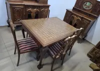 Stylowy komplet do jadalni – kredens, pomocnik, stół rozkładany i krzesła — ujęcie 2