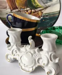 Świecznik Walendorf piękna stara porcelana sygnowana — ujęcie 2