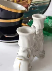 Świecznik Walendorf piękna stara porcelana sygnowana — ujęcie 3