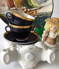 Świecznik Walendorf piękna stara porcelana sygnowana — ujęcie 5