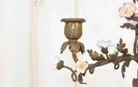 Świecznik z Brązu + Porcelana - Kwiaty - Mocna Rzeźba - 2 Ramienny — ujęcie 4