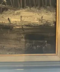 Sygnowany obraz olejny na płótnie - Zimowa cisza nad młynem — ujęcie 5