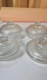 Szklane salaterki bombonierki art deco komplet starocia PRL T10 — ujęcie 3