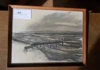 Sztuka - rysunek pastel sygnowany w drewnianej ramie za szkłem vintage — ujęcie 2
