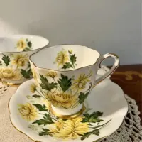 **Tete-A-Tete Mocca  Stara Piękna Angielska Porcelana Kwiaty Złoto Filiżanka — ujęcie 4