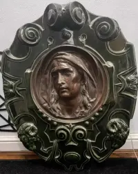 Unikat! Secesyjna Płaskorzeźba Mater Dolorosa 20kg Brąz Ceramika — ujęcie 3