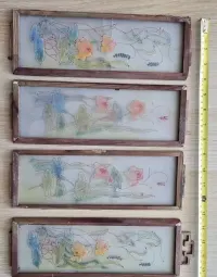 UNIKATOWY ZESTAW: Azjatyckie panele malowane na szkle – Vintage / Boho — ujęcie 2