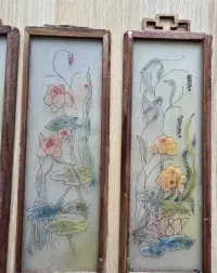 UNIKATOWY ZESTAW: Azjatyckie panele malowane na szkle – Vintage / Boho — ujęcie 3