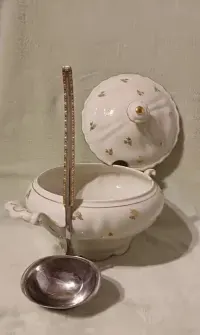 Vintage. Piękna waza do zupy Jaeger & Co (Bawaria) i chochla Solingen — ujęcie 2