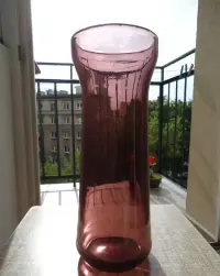 wazon,flakon szkło sodowe napowietrzone vintage PRL Łysa Góra,Sawczuk? — ujęcie 3