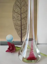 Wazon flet Chribska Czechy piękne stare szkło 45 cm — ujęcie 3