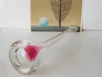 Wazon flet Chribska Czechy piękne stare szkło 45 cm — ujęcie 4