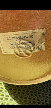 Wazon kamionkowy ZC Bolesławiec PRL 28 cm, metka, vintage. — ujęcie 2