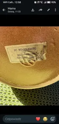 Wazon kamionkowy ZC Bolesławiec PRL 28 cm, metka, vintage. — ujęcie 3
