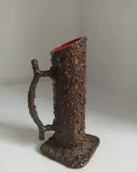 Wazon pieniek sękacz vintage lata 60/70 brutalizm metaloplastyka 11 cm — ujęcie 5