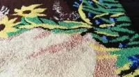 Wełniana makatka - kilim na ścianę / motyw kwiatowy /PRL — ujęcie 5