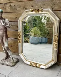 Włoskie Lustro Kryształowe Mecca Silver Leaf Bagni di Lucca Italia Top — ujęcie 3