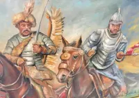 Wojciech Kossak - HUSARIA POLSKA - Obraz Olejny Złota Rama — ujęcie 3