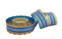 Wstążka pp "koronka" z 2 złotymi paskami 4cm/25yd GRANATOWA — ujęcie 2