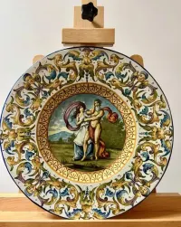 Wybitna Unikatowa Majolika 40cm Gaetano BATTAGLIA XIX w Stan Muzealny — ujęcie 2