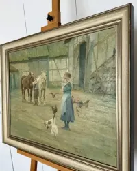 Wybitny Olejny Obraz Muzealny 71x91 Carl Valentin Impresjonizm Realizm Konie  Unikalna Proweniencja NRD Teterow Salonowe Płótno wybitne malarstwo Top — ujęcie 5