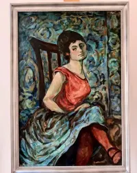 Wybitny Portret Modernistyczny 129x90 cm Obraz olejny na płótnie Sygnowany PAVEL 69 | Inwestycja w sztukę  Wybitne malarstwo lat 1960tych Ekspresja — ujęcie 3