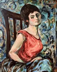 Wybitny Portret Modernistyczny 129x90 cm Obraz olejny na płótnie Sygnowany PAVEL 69 | Inwestycja w sztukę  Wybitne malarstwo lat 1960tych Ekspresja — ujęcie 5