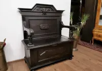 Wyjątkowa dębowa ławka skrzynia antyk XIX w — ujęcie 2