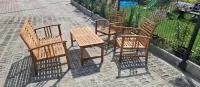 Zestaw mebli ogrodowych z drewna drewniane meble na taras ogród nowe — ujęcie 4