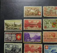 Zestaw Szwajcarskich znaczków 1933-45 Helvetia  15 szt. — ujęcie 3