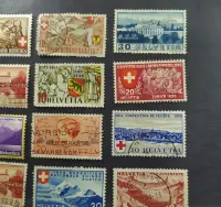 Zestaw Szwajcarskich znaczków 1933-45 Helvetia  15 szt. — ujęcie 4