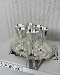 Zestaw vintage, srebrzony, do aperitifu i sznapsa w oryginalnym pudełku — ujęcie 3