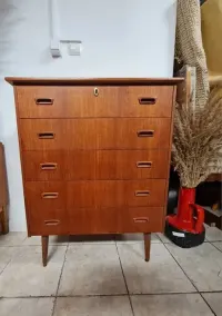 Komoda tekowa z szufladami ,skandynawski design,Szwecja lata 60,mid-c — ujęcie 2